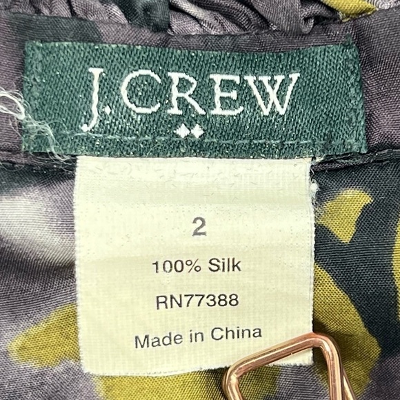J. Crew Gray Silk Floral Sleeveless Ruffled Blouse Size 2 Women’s - Picture 2 of 4